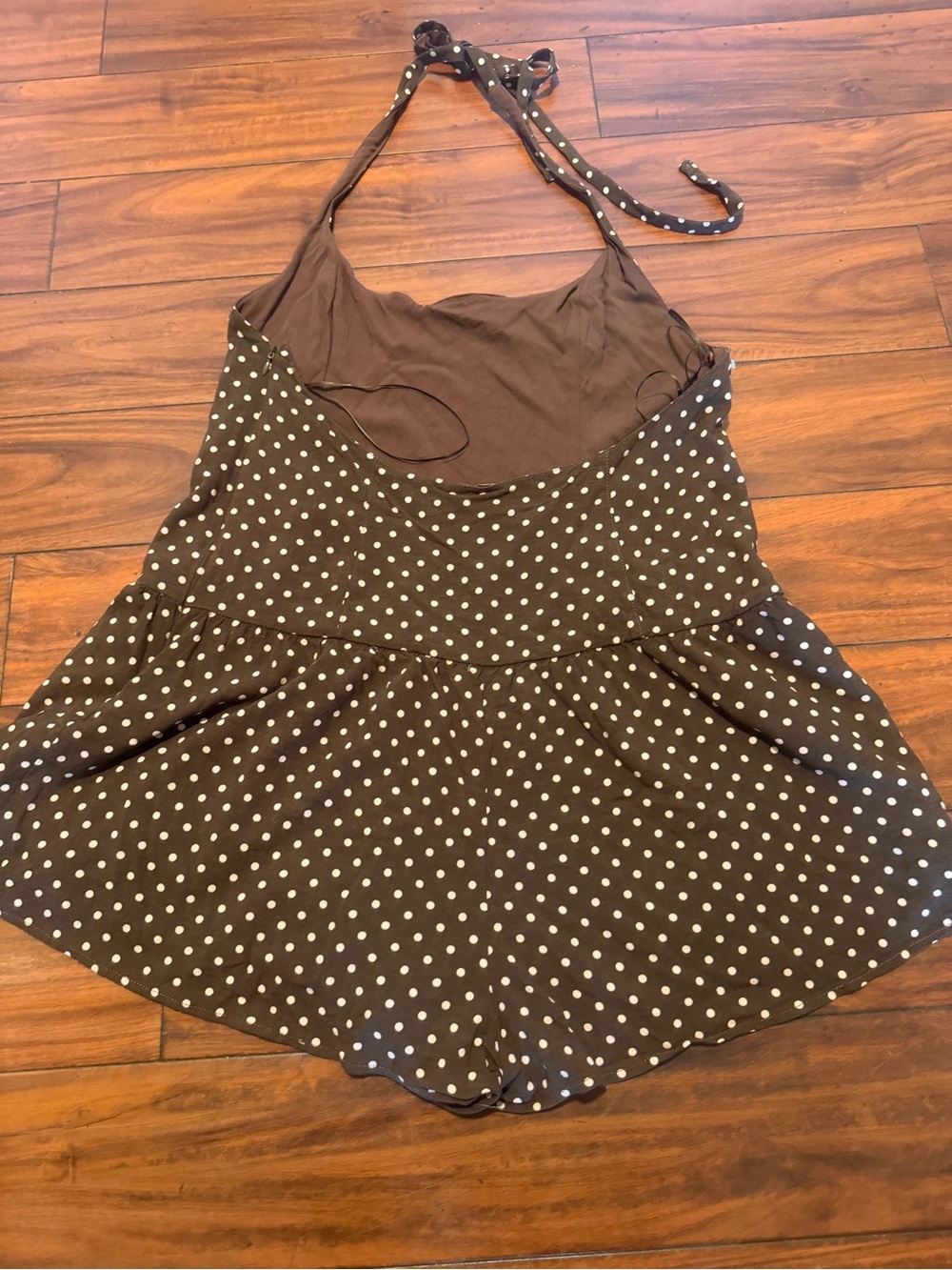Free People Brown and White Polka Dot Halter Romper - Picture 6 of 9